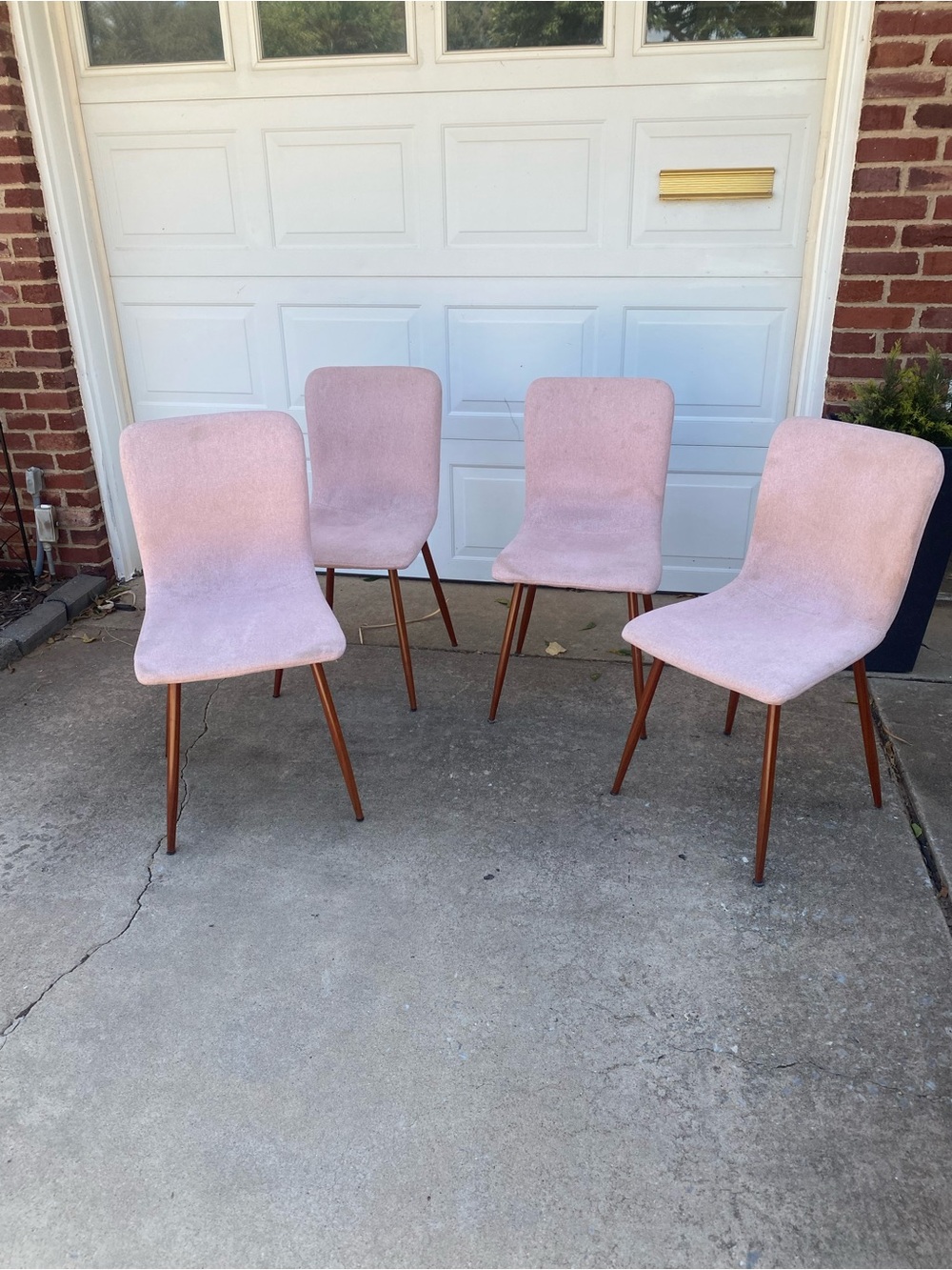 Mid-Century Style Pink Upholstered Dining Chairs - Set of 4